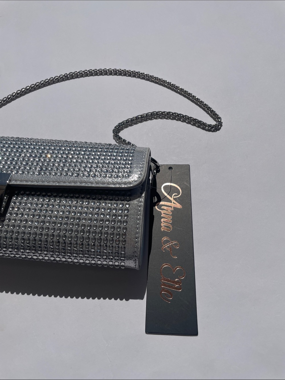 Silver Rhinestone Wristlet Clutch